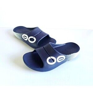 OOFOS OOahh Sport Slides Navy Blue Men's 11 44 Comfort Slides Slippers